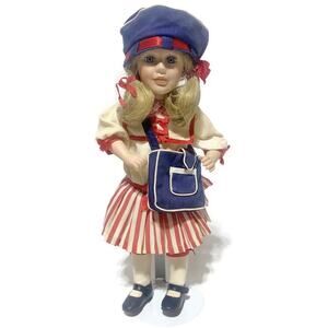 Peggy the American Traveler Friendship Doll Gorham Porcelain on Stand 15 Inches